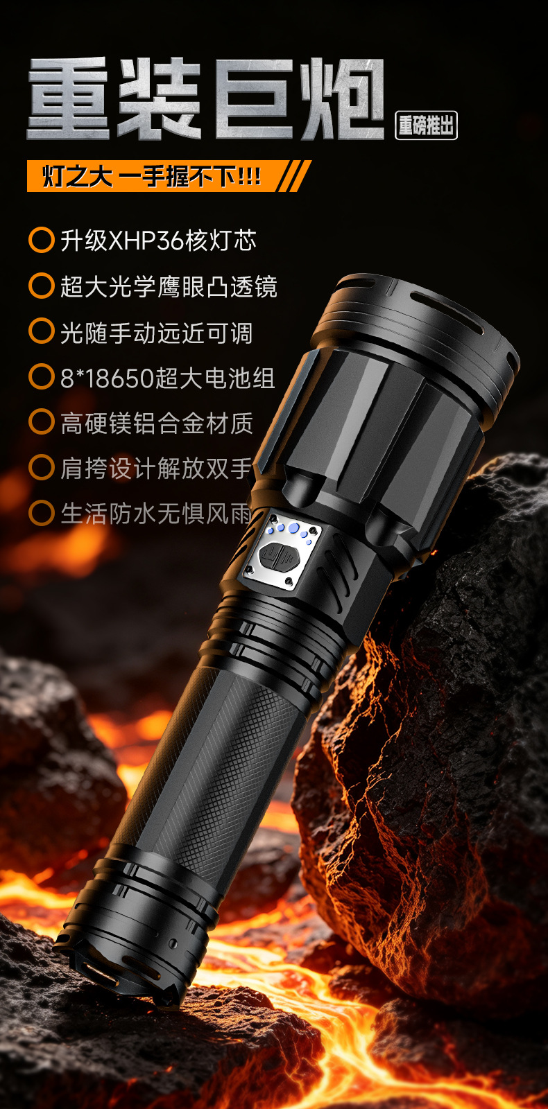 Cross-border best-selling alloy ultra-bright flashlight, zoomable high-intensity light for camping and outdoor use, wholesale