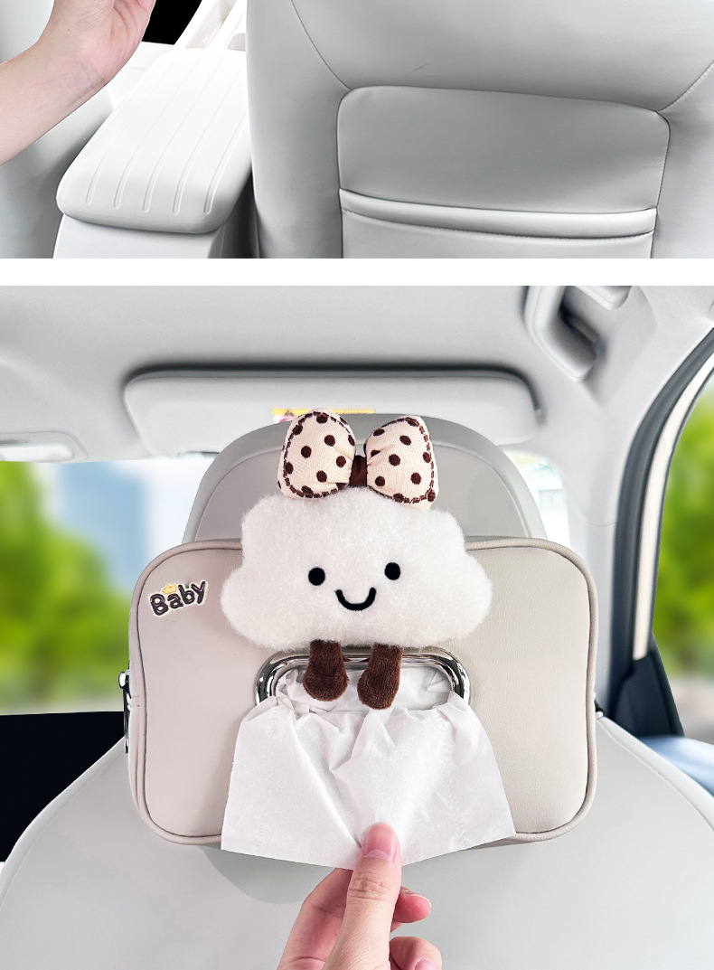 Suitable for Xingyuan Cute Car Cloud Tissue Box, Armrest Box Seat-style Tissue Box, Creative Car Interior Decoration for Women