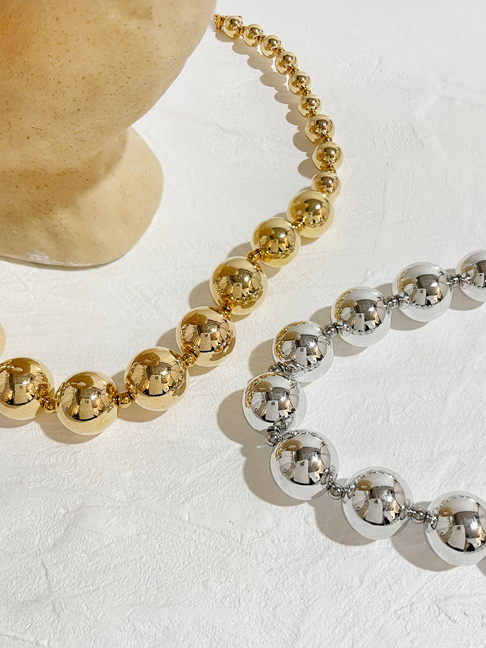1 Piece Quantity Street Occasion 304 Stainless Steel, CCB Material Ball Pattern Unisex Gender PVD Coated Real Gold Plated 18K Gold Ball 304 Stainless Steel CCB Exaggerated Waterproof Non Tarnish 304 Stainless Steel Necklace