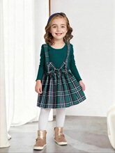 V 14350 Girl's Plaid Dress Ůͯ��y�B��ȹ