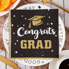 Graduation Party Decorations Felt Ribbon Doctor's Cap Pattern Napkin Cross-border Commodity Manufacturer Direct Sales Printed Wholesale