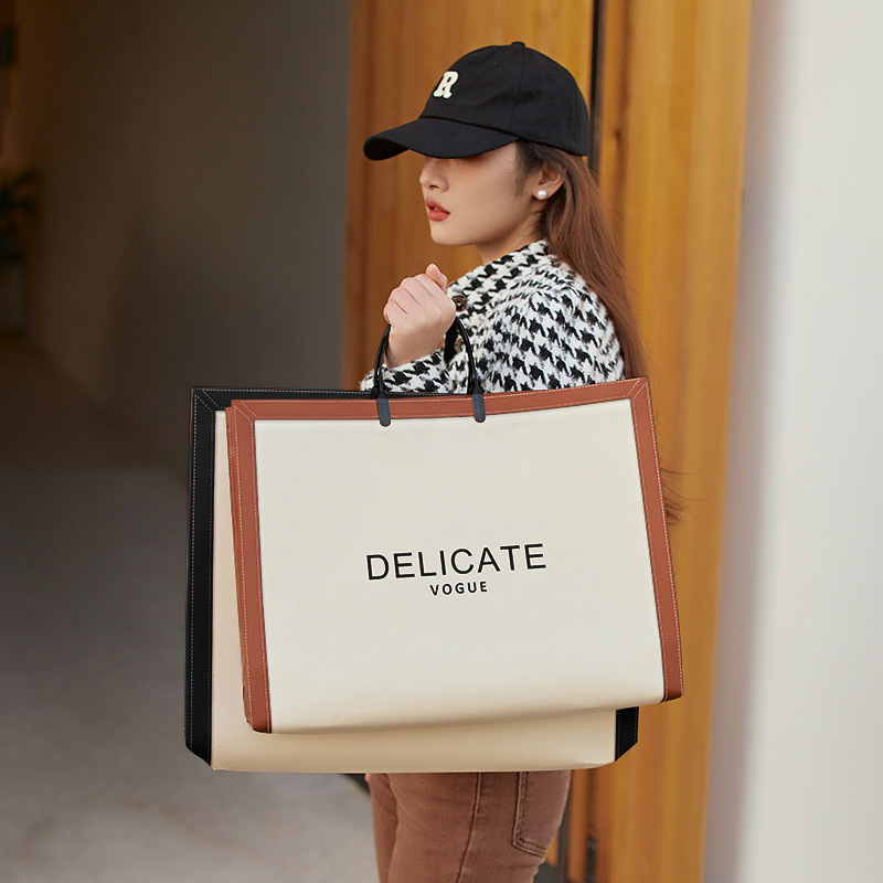 Non-Woven Bag Handbag Custom Logo Advertising Clothes Environmentally Friendly Women's Clothing Popular Large Clothing Bag Customization