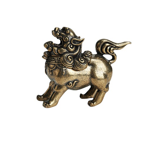 Pure brass aged unicorn incense burner hollow Pixiu stepping on snakes and auspicious animals aromatherapy burner Chinese style home furnishings crafts