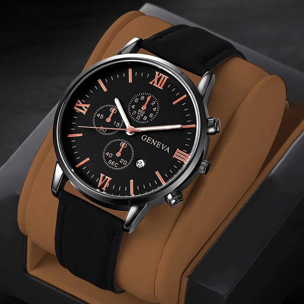 Cross-Border Foreign Trade Hot-Selling Three-Eye High-End Fashion Sports Simple Casual Business Men's Quartz Watch with Calendar