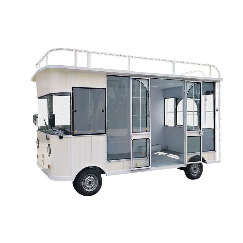 Coche de ropa eléctrico personalizado de cuatro ruedas rv, coche de manicura de belleza móvil, coche comedor del mercado nocturno de corte de pelo móvil