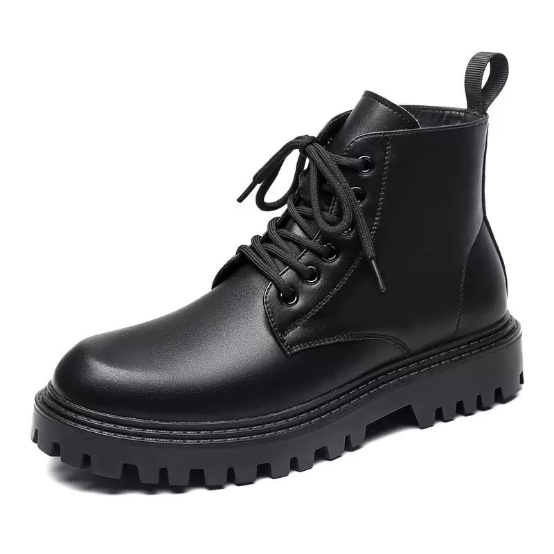 Nuevas botas de otoño 2025 nuevas botas de otoño para hombres nuevas botas de estilo británico Martin botas para hombres piel negra sólida