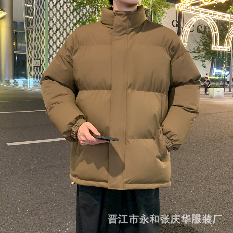 2025 ropa de pan de color sólido otoño y invierno pareja de cuello de algodón hombre y mujer más algodón grueso chaqueta de algodón fábrica al por mayor