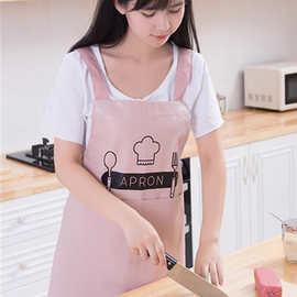 软皮围裙女双肩带厨房餐饮美甲奶茶咖啡店专用防水防油围腰男罩衣