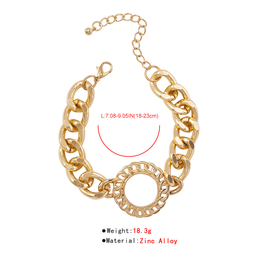 Nihaojewelry wholesale jewelry simple alloy geometric ring chain braceletpicture10