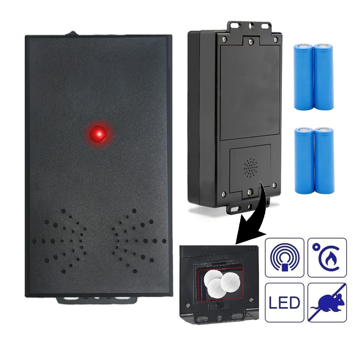 带驱虫药仓电池供电汽车超声波啮齿动物驱赶器室内卧室驱鼠器跨境