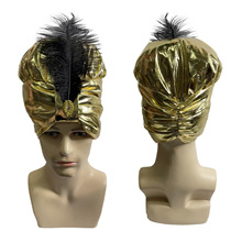 烫金亮色印度帽民族羽毛帽欧美包头帽搞怪帽阿拉伯帽表演派对帽子