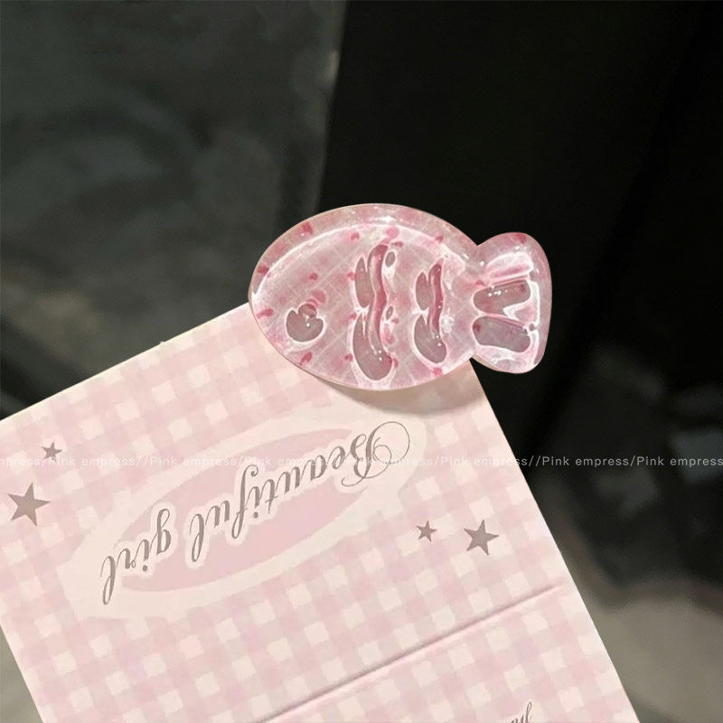 6# jelly peach pink mist fish hair clip - bottom clip approximately 3.2cm