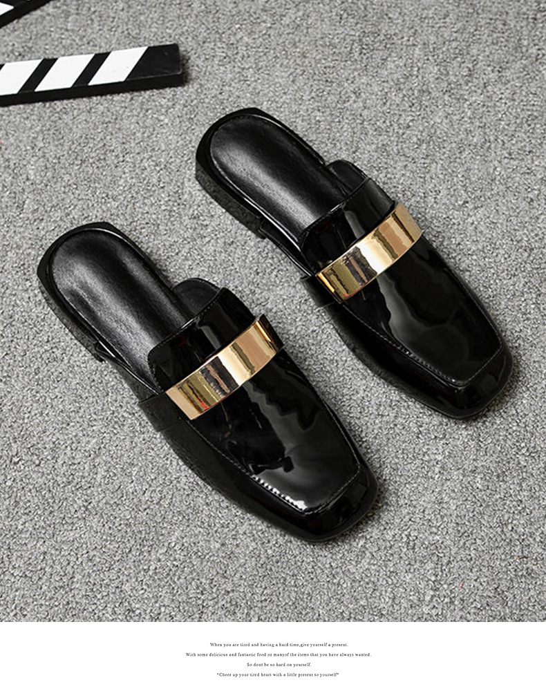 Elegant Women's Loafers With Metal Buckle And Thick Heel Style_voghion.com