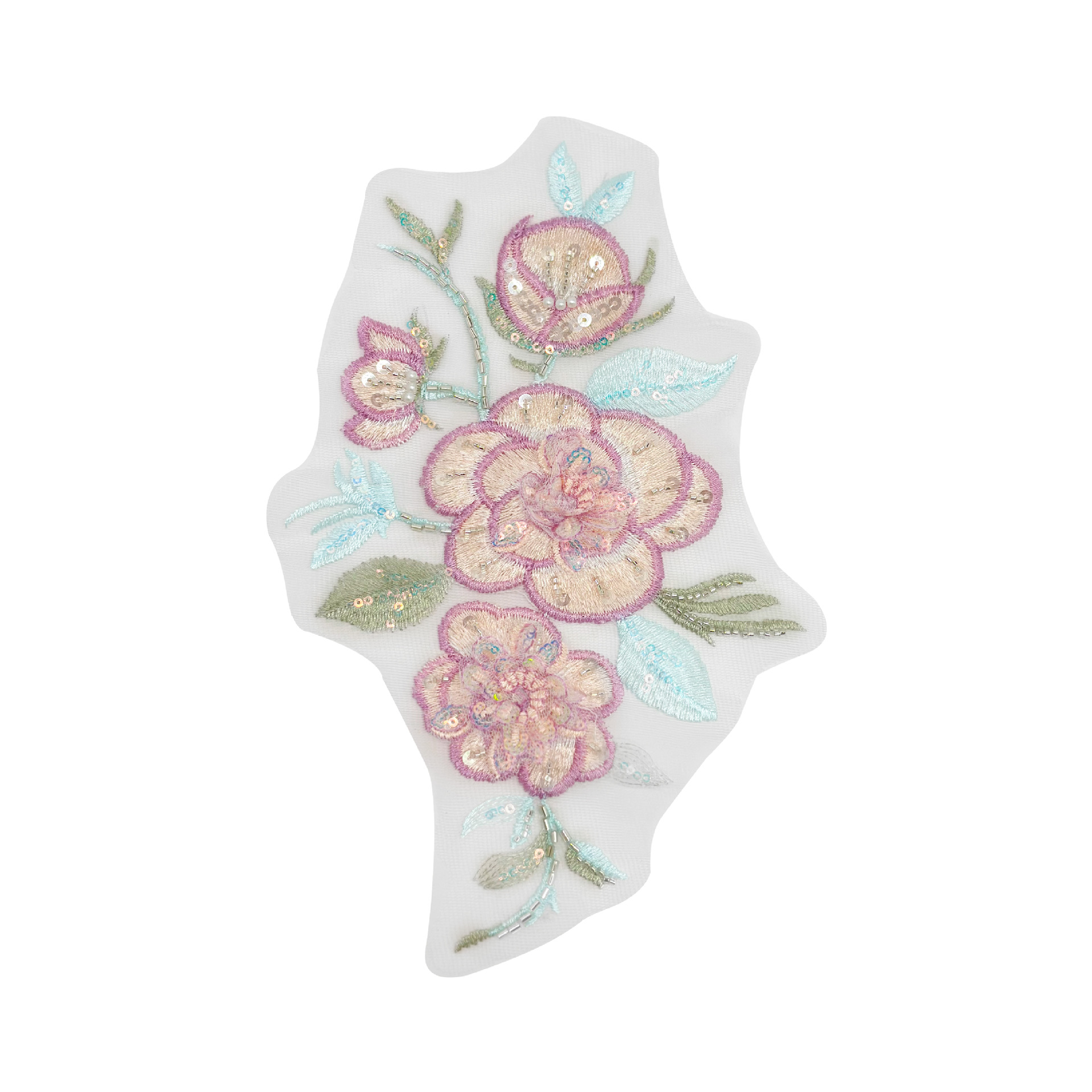 Tela bordada original hermosa ropa china cheongsam antiguo parche decoración de tela de malla de tela de flores bordadas