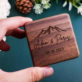 欧美风胡桃木戒指盒创意双戒指盒个性化情侣订婚戒指盒婚礼戒指盒