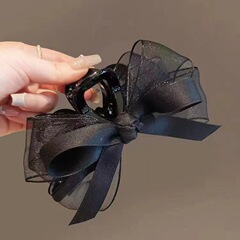 黒い網の糸の蝶結びは髪の量をつかんで、多盤の髪のクリップの頭飾りの高級感の気質の後頭部のサメのクリップの女性です。
