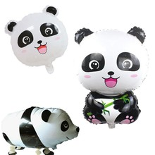 卡通造型熊猫铝膜气球熊猫头走路熊猫气球派对布置地推地摊气球