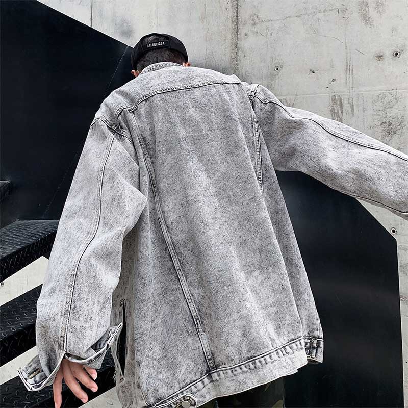 Spring and Autumn distressed Denim coat men's high street fashion brand ins Japanese retro American casual hip hop youth jacket