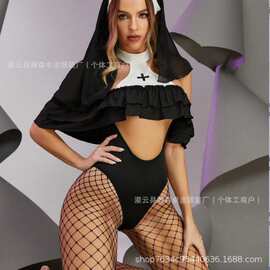 新款情趣内衣修女纯欲性感诱惑内衣开档免脱连体 衣日系二次元制