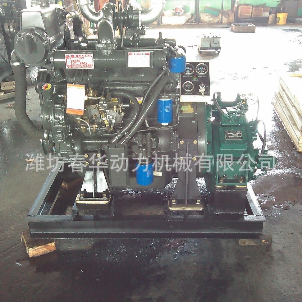 63KW船用潍坊柴油机 潍柴R4105ZC发动机 配杭齿MA142齿轮箱带底座