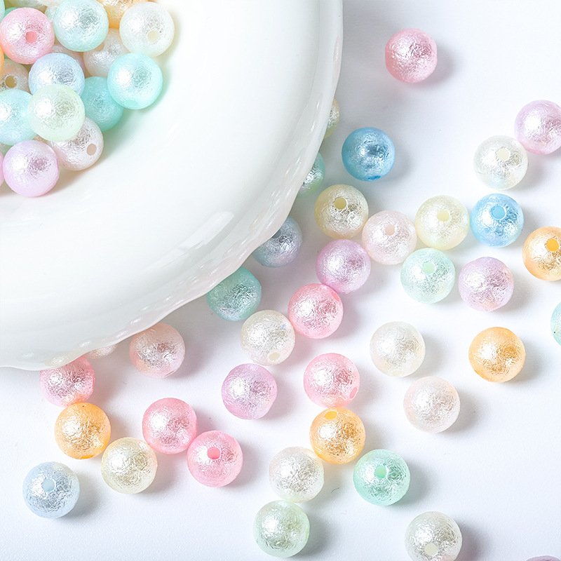 ลูกปัดหลวมผิวฝ้ารูตรง ลูกปัดย่น ไข่มุกเจาะรูสองชั้น งานแฮนด์เมด DIY สร้อยข้อมือถักลูกปัด เครื่องประดับศีรษะ