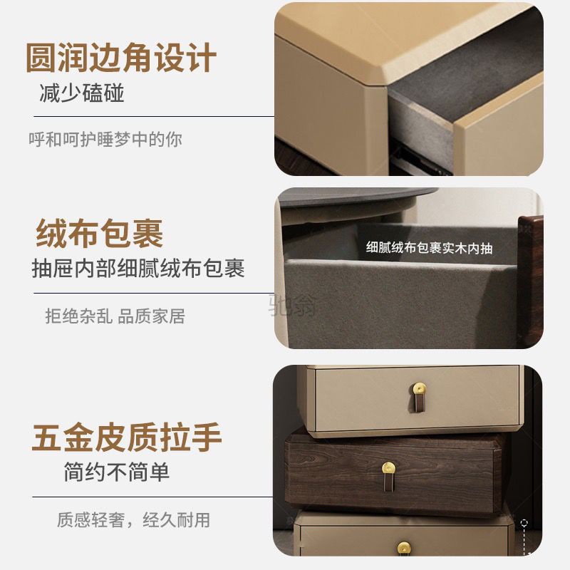 3L Italian Minimalist Solid Wood Swivel Bedside Table | Trendy Bedroom Nightstand | Designer's Creative Side Table with Light Luxury Storage