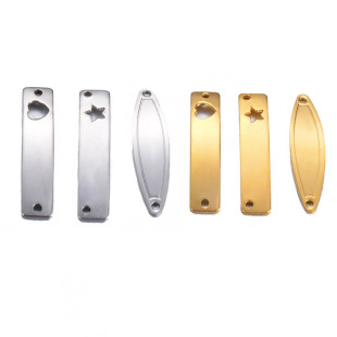 Mirror Polished Stainless Steel Long Cut Out Heart Star Curved Piece Connection DIY Baby Bracelet Jewelry Accessories