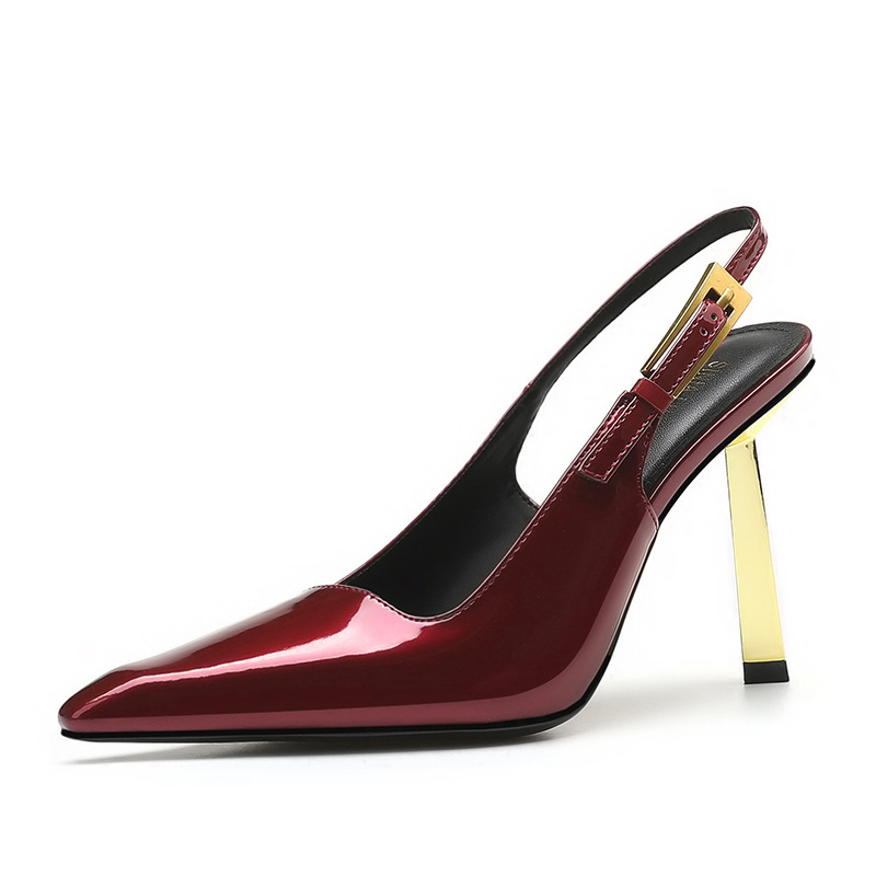 Burgundy 9cm gold heel