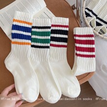 诸暨袜子男女长筒袜精梳棉无骨中筒亚马逊跨境女袜休闲运动棉袜