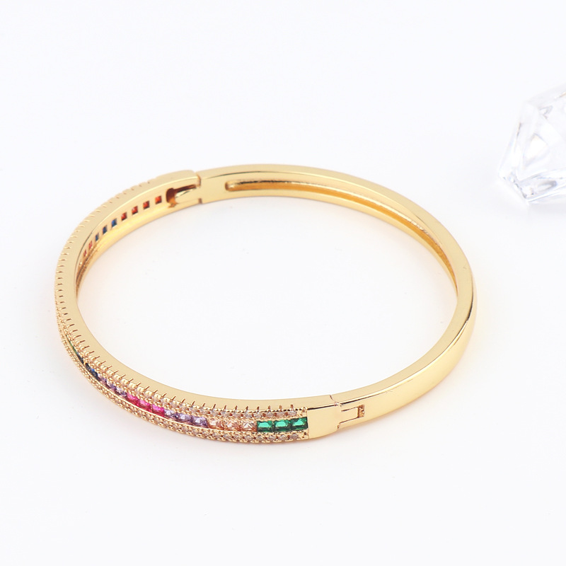 Glam Geometric Copper Bangle Inlay Zircon Copper Bracelets