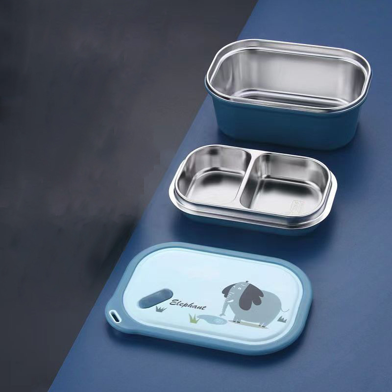 Xinfan 304 de acero inoxidable con aislamiento lonchera de una sola capa compartimiento del estudiante calefacción portátil caja de almuerzo de dibujos animados