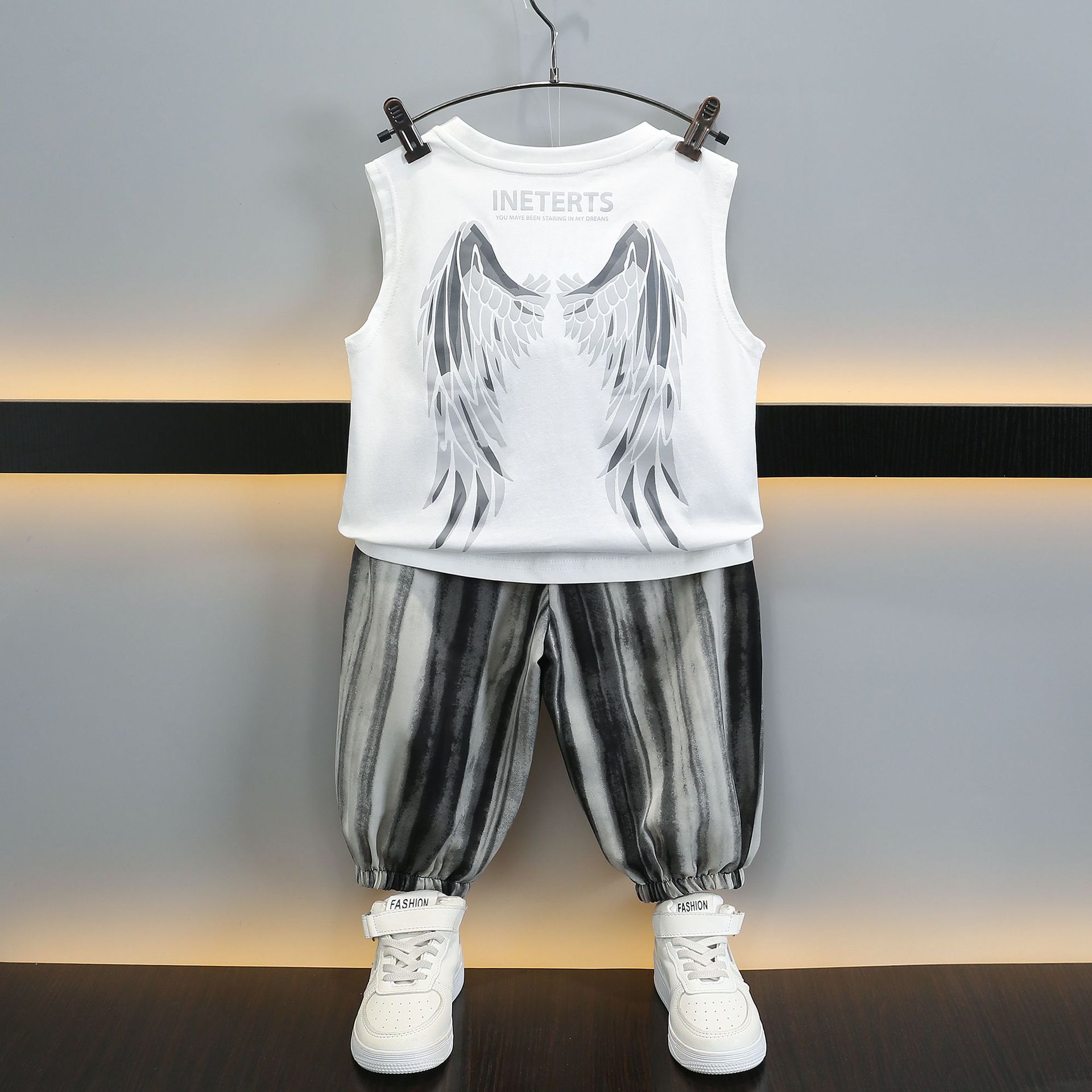 7362 traje de chaleco de punto para niños 2025 nueva ropa sin mangas de moda para bebés