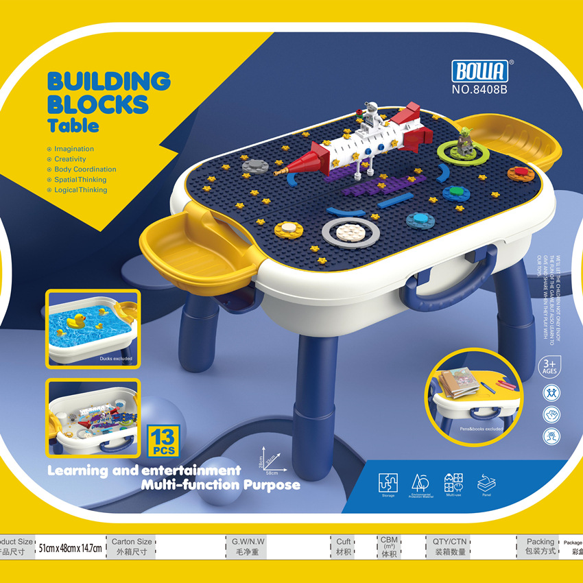Comercio exterior niños multi-funcional gran partícula ensamblada mesa de bloques de construcción juguete Rueda de la fortuna animal pequeña partícula DIY mesa de bloques de construcción