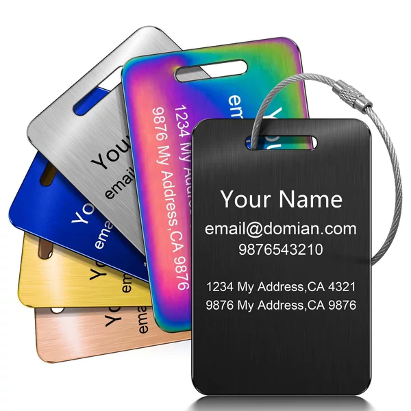 Cross-border European and American Explosions Stainless Steel Tag Backpack Luggage Keychain Travel Card ID Tag Wire Key Ring