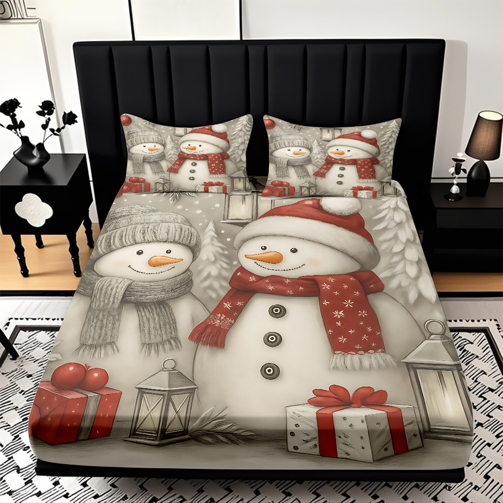 TEMU / JIT nuevos productos transfronterizos adorables series de Navidad molido HD impresión digital cama de cama Kasa set ropa de cama