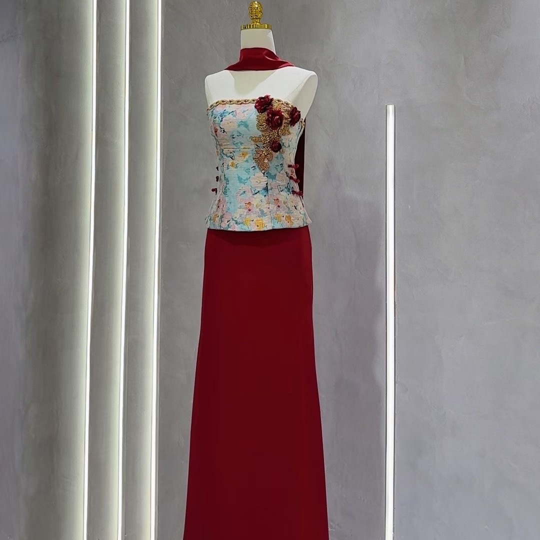 New Chinese-Style Morning Robe and Toast Dress 2026 New Model High-End Bridal Engagement Dress Light Luxury Niche Homecoming Dress