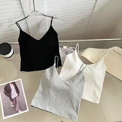 Pure Desire 韓国風サスペンダーベスト、胸パッド付きオールインワン、胸巻き、ボトムチューブトップ、ショートトップ