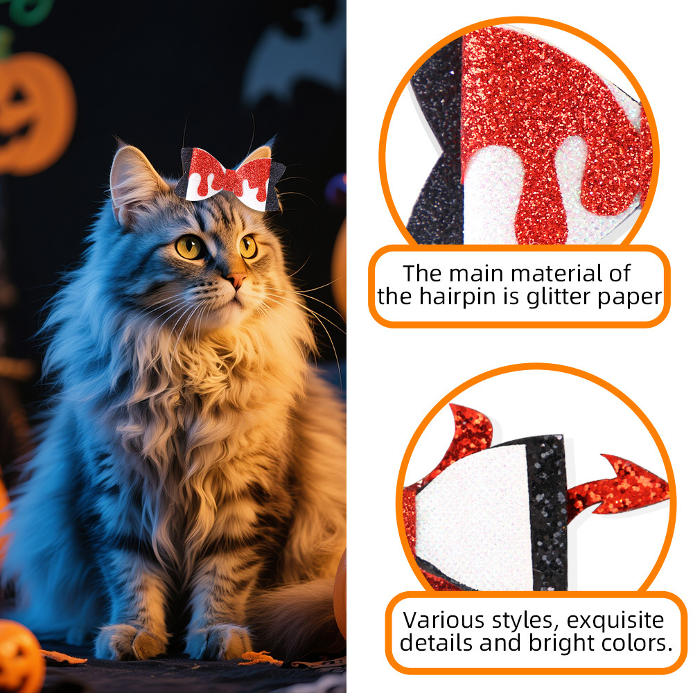 Nuevo Halloween mascotas pinzas de cabello perro parodia tocado gato fantasma fiesta decoración murciélago araña pinzas de boca de pato