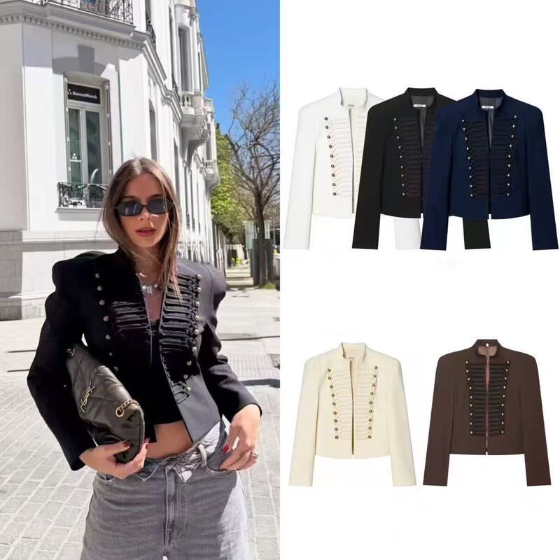 European and American Cross-Border 2026 Spring New Arrivals Women's Clothing French-Style Cool Slim-Fit Beaded Blazer 4840798