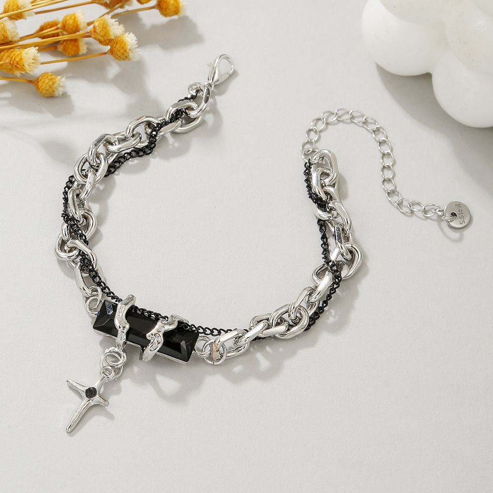 2025 Black Diamond Star Wrapped Bracelet Men's Niche Ins Simple Bracelet Women's Versatile Stylish High-End Accessories