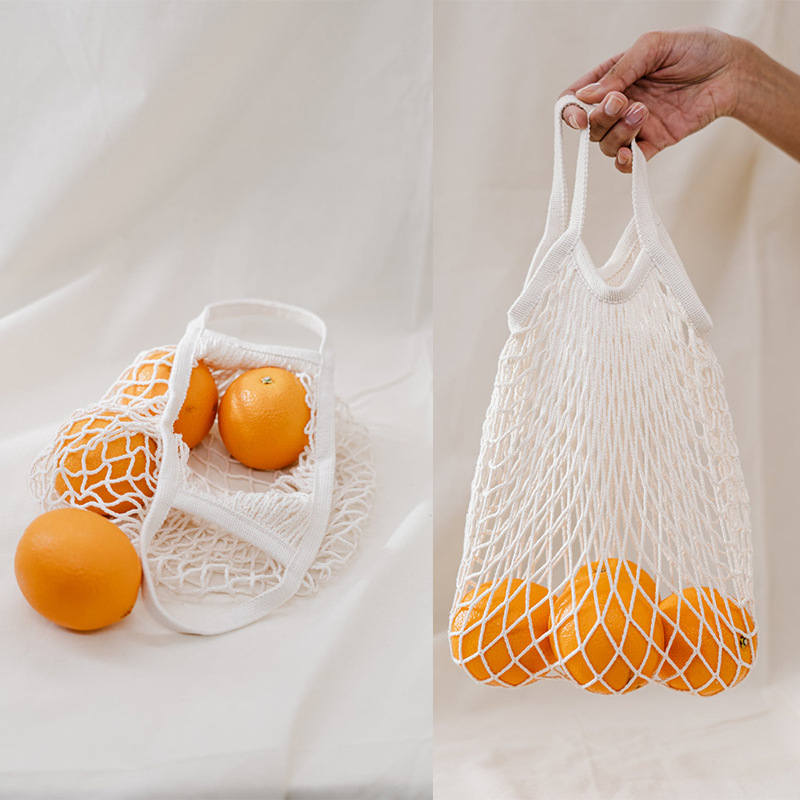 纯棉网袋shopping bag超市环保棉网兜现货批发水果购物袋