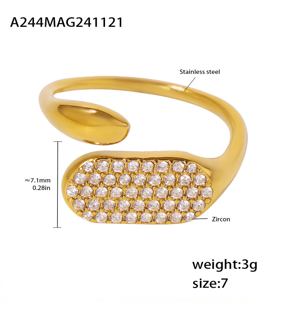 Adjustable Square Zircon Ring For Women Minimalist Titanium Steel_voghion.com