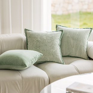 Light French style green sofa pillowcase ins style Nordic style living room decorative pillow bedside cushion bed waist backrest