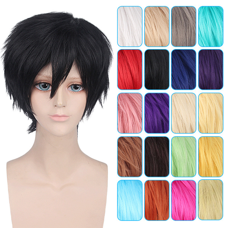 European and American Hair Color Cos Men's Wig Universal cosplay Anime Color Harajuku Style Anti-warped Short Hair in stock European and American Hair Color Cos Men's Wig Universal cosplay Anime Color Harajuku Style Anti-warped Short Hair in stock
