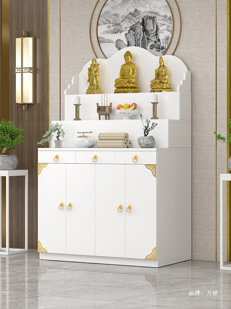 Xizang-Style Three-Tier Offering Table for Living Room, New Chinese-Style Household Incense Altar, Three-Tier Buddhist Altar, Shrine, Buddhist Niche, Buddha Statue