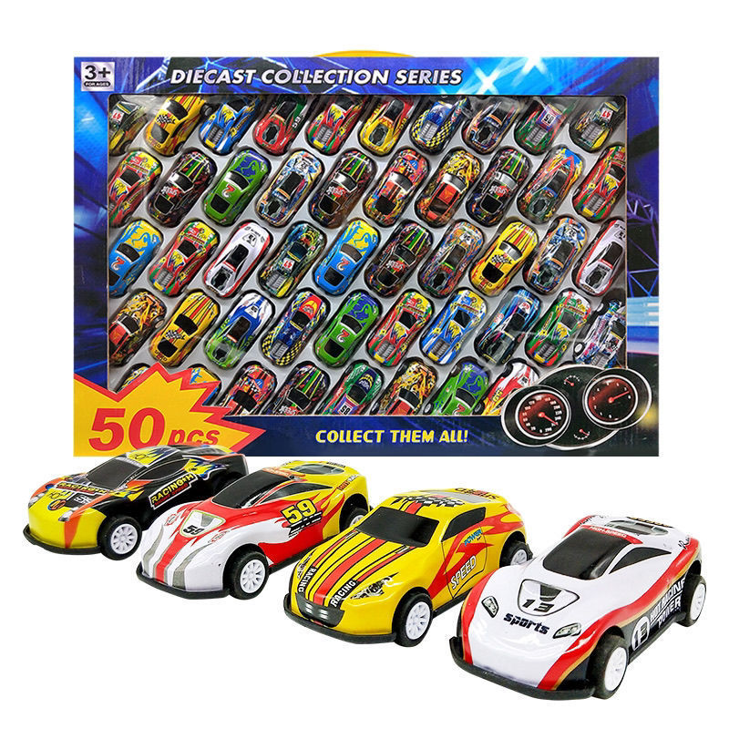 Regalo para niños regalo en caja coche de juguete premio de estudiante de escuela primaria pull back car 50 Pack niños al por mayor