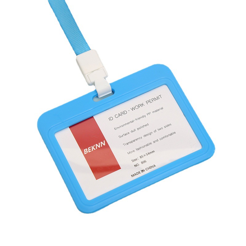 Funda protectora para tarjeta de identificación, porta tarjetas de autobús transparente de doble cara, porta tarjetas de identificación laboral, porta tarjetas de identificación de estudiante, cordón para tarjeta de identificación de exposición