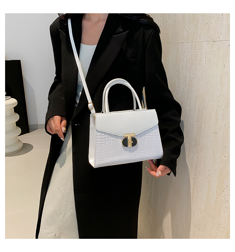 Korean Women's 2024 New Crocodile Pattern Single Shoulder Crossbody Fashion Handheld Small Square Bag_voghion.com