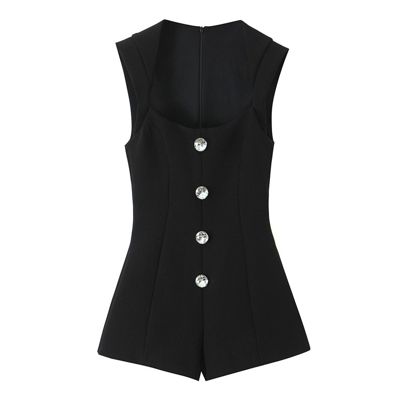Autumn 2025 New European and American Style Women's Fashion Sexy Hot Girl Jewelry Button Embellished Jumpsuit 8415642