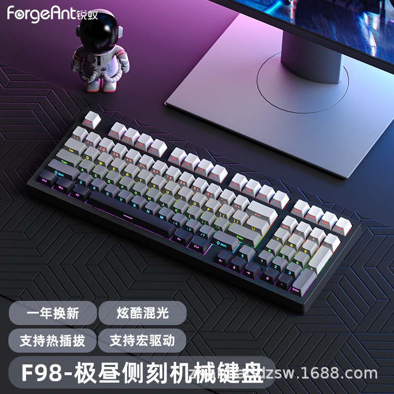 Ruiyi F98 メカニカルキーボードゲーム e スポーツ PBT オフィス有線サイド刻印マルチカラーグラデーションノートブック緑茶赤軸|undefined